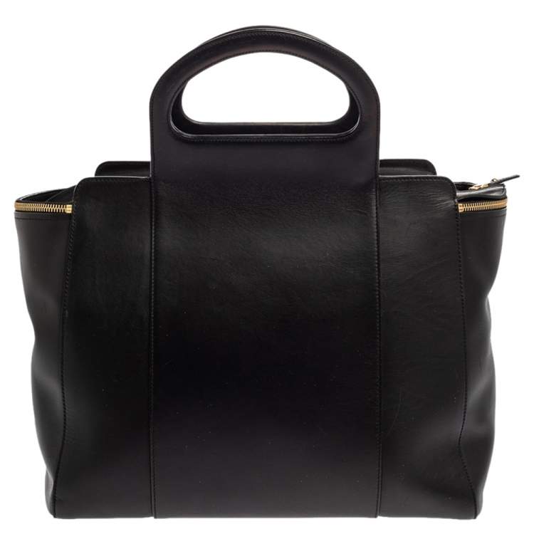 Pre Owned Salvatore Ferragamo Black Leather Leather Verve Tote Bag
