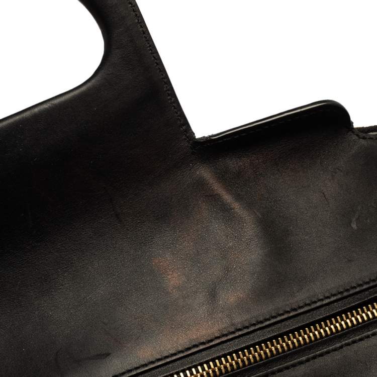 Pre Owned Salvatore Ferragamo Black Leather Leather Verve Tote Bag