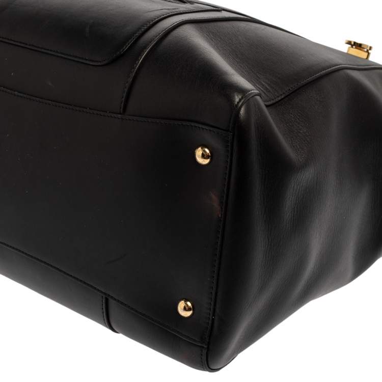 Pre Owned Salvatore Ferragamo Black Leather Leather Verve Tote Bag
