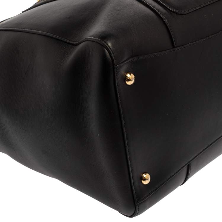 Pre Owned Salvatore Ferragamo Black Leather Leather Verve Tote Bag