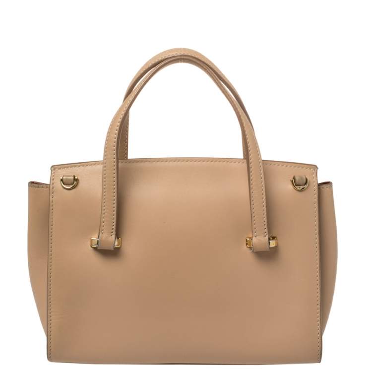 Pre Owned Salvatore Ferragamo Beige Leather Mara Satchel