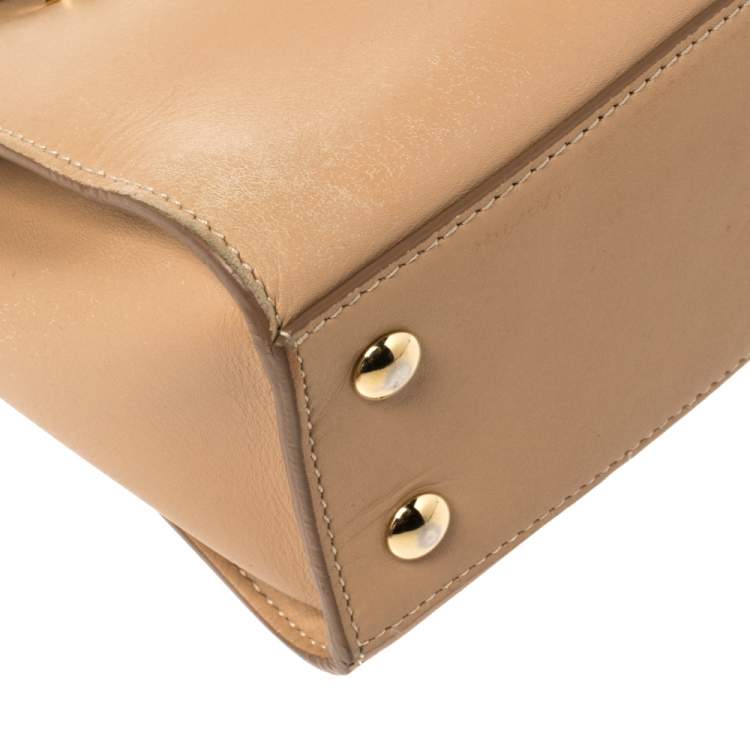 Pre Owned Salvatore Ferragamo Beige Leather Mara Satchel