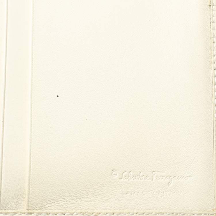 Pre Owned Salvatore Ferragamo Pink/Cream Gancini Canvas and Leather Wallet