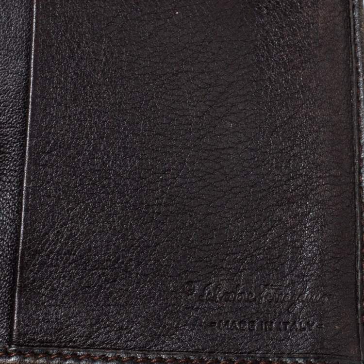 Pre Owned Salvatore Ferragamo Beige/Brown Gancini Canvas and Leather Wallet