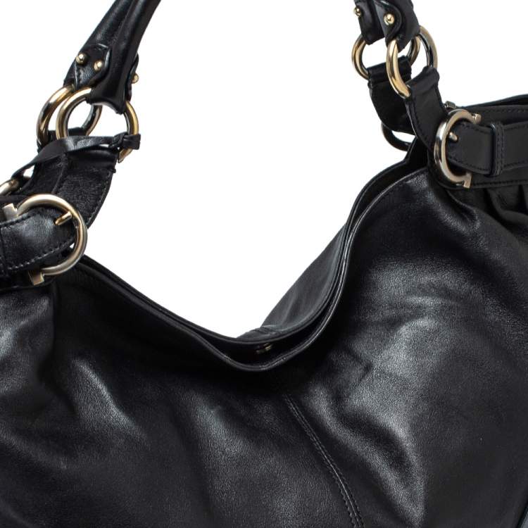 Pre Owned Salvatore Ferragamo Black Leather Tote