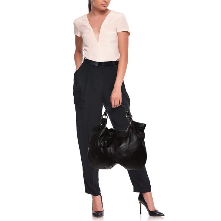 Pre Owned Salvatore Ferragamo Black Leather Tote