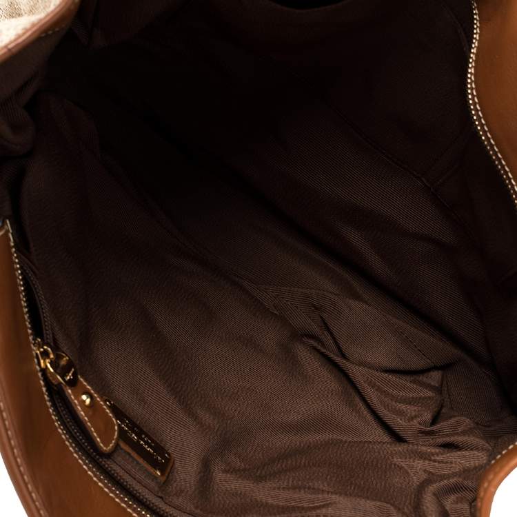 Pre Owned Salvatore Ferragamo Beige/Tan Canvas and Leather Tote
