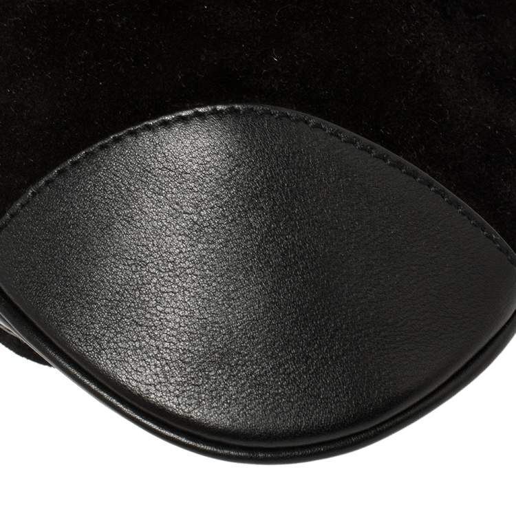 Pre Owned Salvatore Ferragamo Black Leather and Suede Marisa Baguette Shoulder Bag