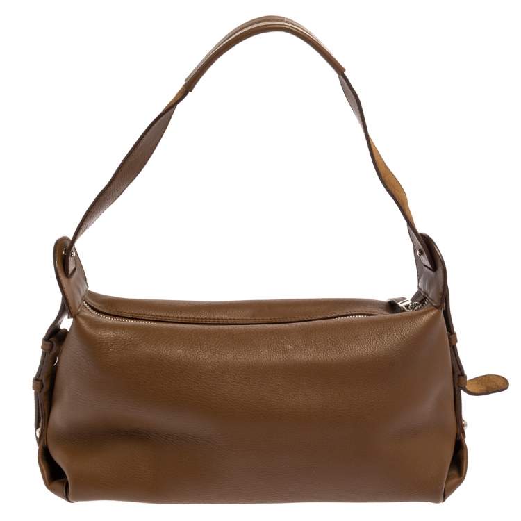 Pre Owned Salvatore Ferragamo Brown Leather and Suede Shoulder Bag
