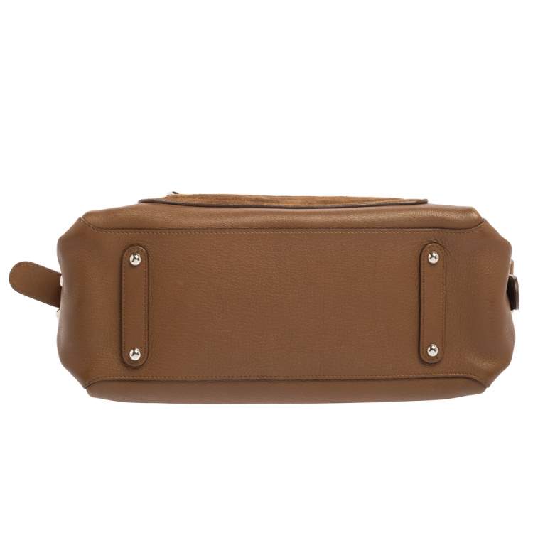 Pre Owned Salvatore Ferragamo Brown Leather and Suede Shoulder Bag