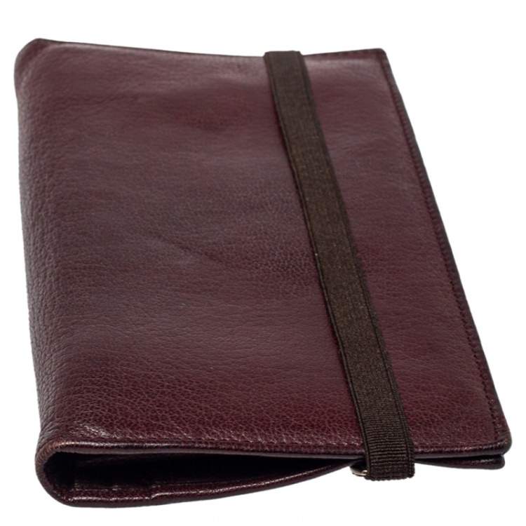 Pre Owned Salvatore Ferragamo Burgundy Leather Long Bifold Wallet
