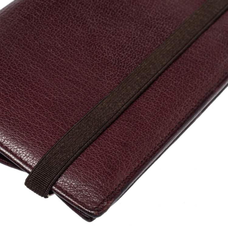 Pre Owned Salvatore Ferragamo Burgundy Leather Long Bifold Wallet