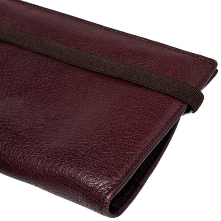 Pre Owned Salvatore Ferragamo Burgundy Leather Long Bifold Wallet