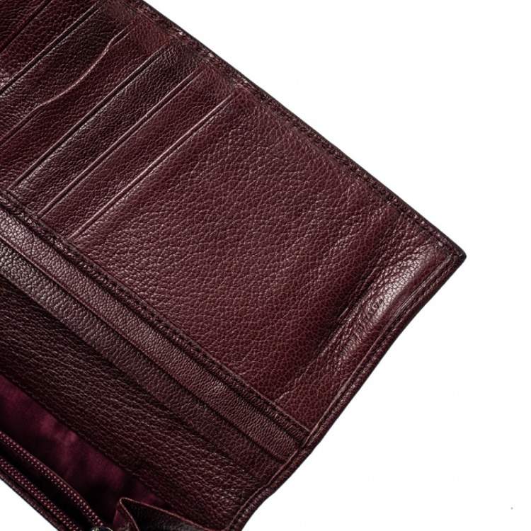 Pre Owned Salvatore Ferragamo Burgundy Leather Long Bifold Wallet