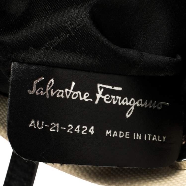 Pre Owned Salvatore Ferragamo Black/Beige Leather, Canvas and Nylon Interchangeable Tote