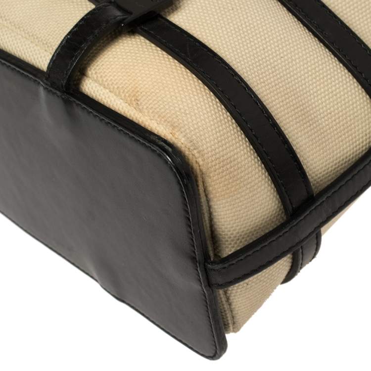 Pre Owned Salvatore Ferragamo Black/Beige Leather, Canvas and Nylon Interchangeable Tote