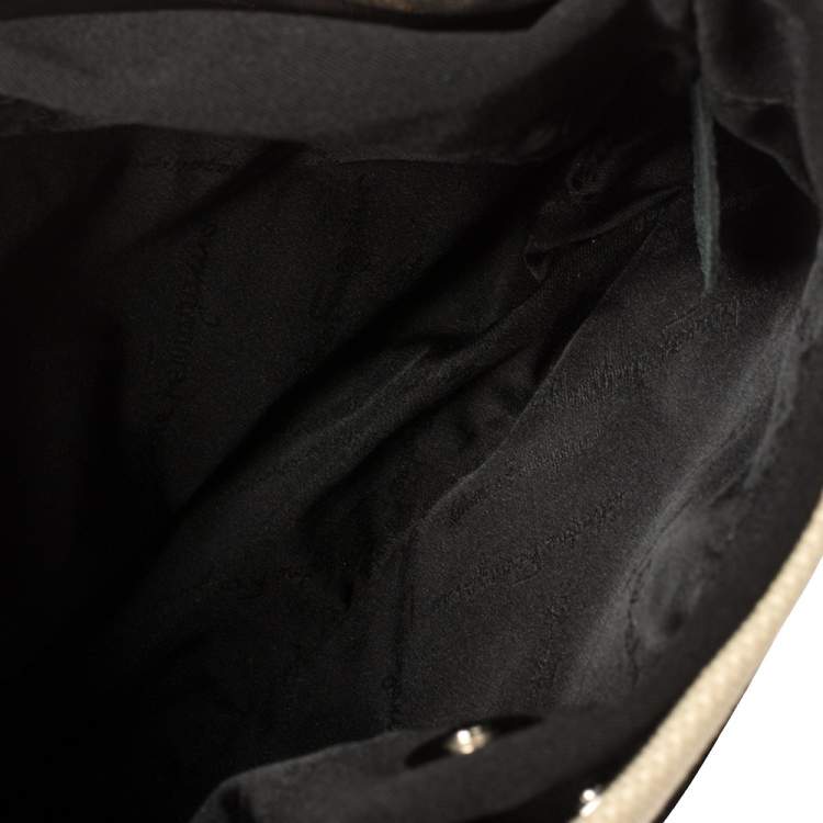 Pre Owned Salvatore Ferragamo Black/Beige Leather, Canvas and Nylon Interchangeable Tote