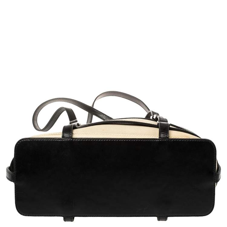 Pre Owned Salvatore Ferragamo Black/Beige Leather, Canvas and Nylon Interchangeable Tote