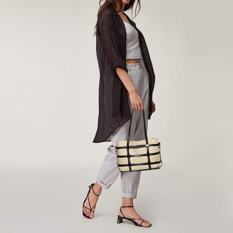 Pre Owned Salvatore Ferragamo Black/Beige Leather, Canvas and Nylon Interchangeable Tote