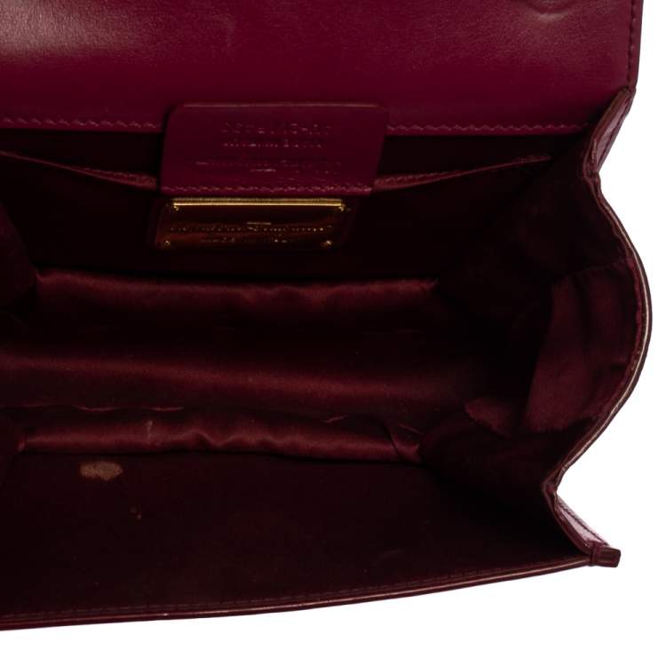 Pre Owned Salvatore Ferragamo Burgundy Quilted Leather Mini Vara Bow Crossbody Bag