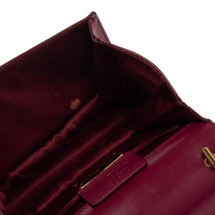 Pre Owned Salvatore Ferragamo Burgundy Quilted Leather Mini Vara Bow Crossbody Bag