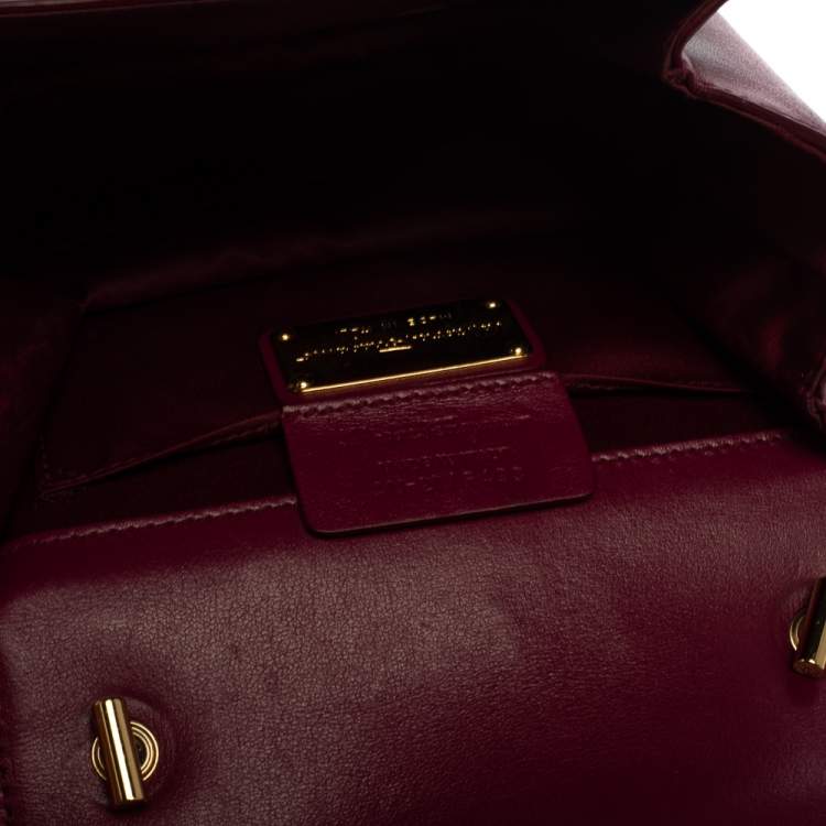 Pre Owned Salvatore Ferragamo Burgundy Quilted Leather Mini Vara Bow Crossbody Bag