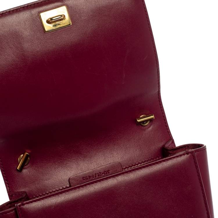 Pre Owned Salvatore Ferragamo Burgundy Quilted Leather Mini Vara Bow Crossbody Bag