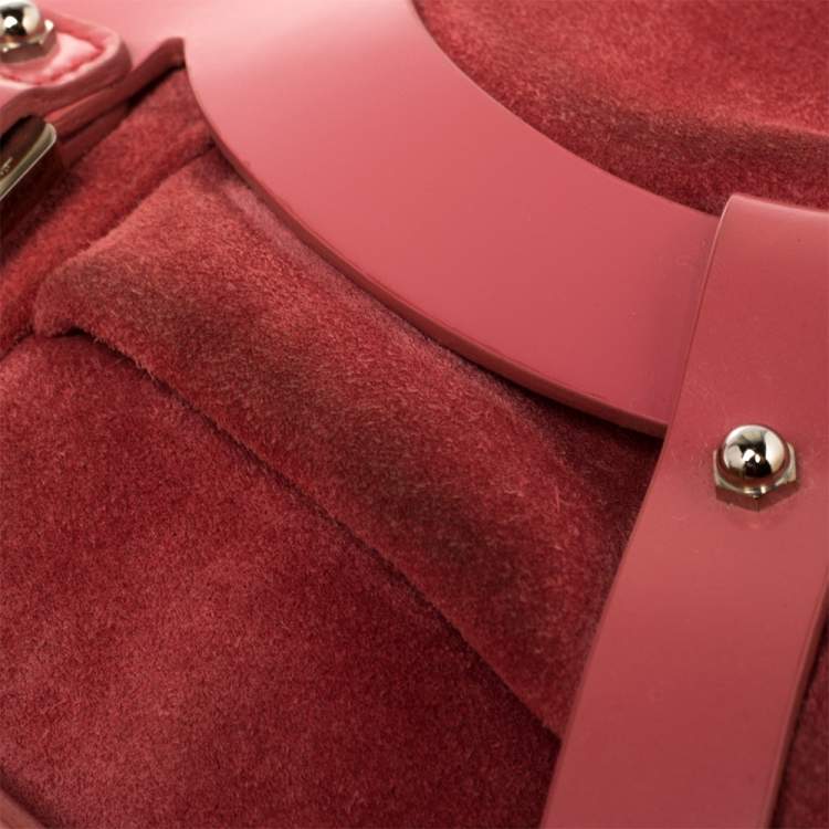 Pre Owned Salvatore Ferragamo Pink Suede And Leather Shoulder Bag