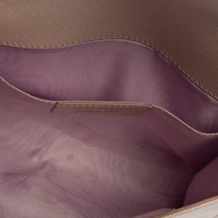 Pre Owned Salvatore Ferragamo Powder Pink Leather Vara Bow Chain Shoulder Bag