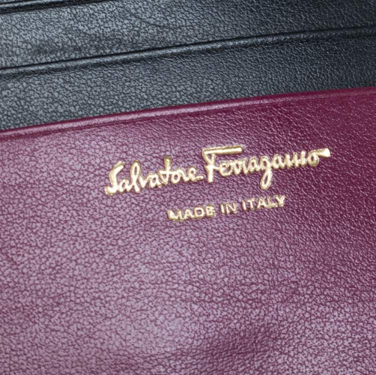 Pre Owned Salvatore Ferragamo Leopard Print Leather Gancio Bit Compact Wallet