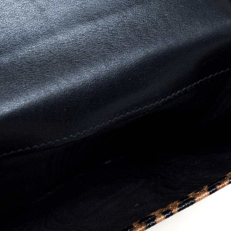 Pre Owned Salvatore Ferragamo Leopard Print Leather Gancio Bit Compact Wallet