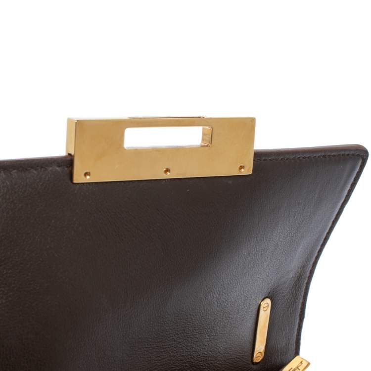 Pre Owned Salvatore Ferragamo Tan Brogue Glossy Leather Aileen Shoulder Bag
