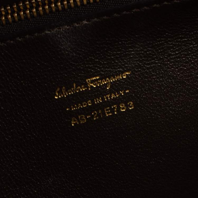 Pre Owned Salvatore Ferragamo Tan Brogue Glossy Leather Aileen Shoulder Bag