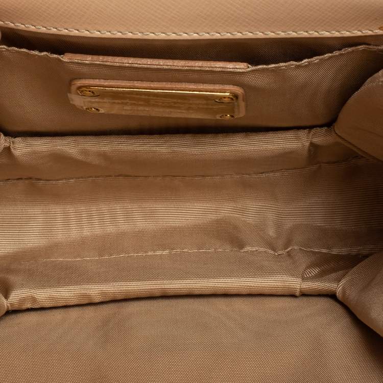 Pre Owned Salvatore Ferragamo Peach Leather Mini Ginny Crossbody Bag