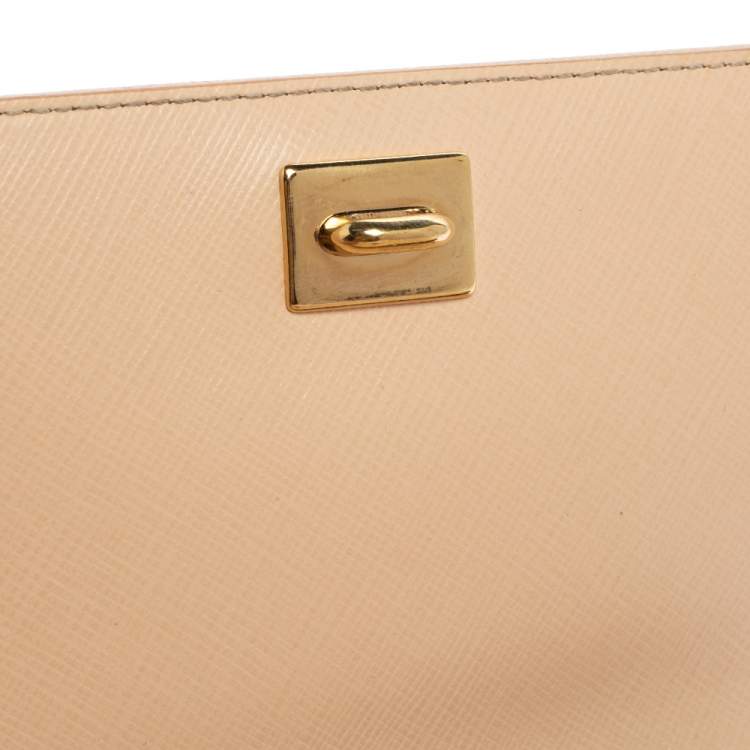 Pre Owned Salvatore Ferragamo Peach Leather Mini Ginny Crossbody Bag