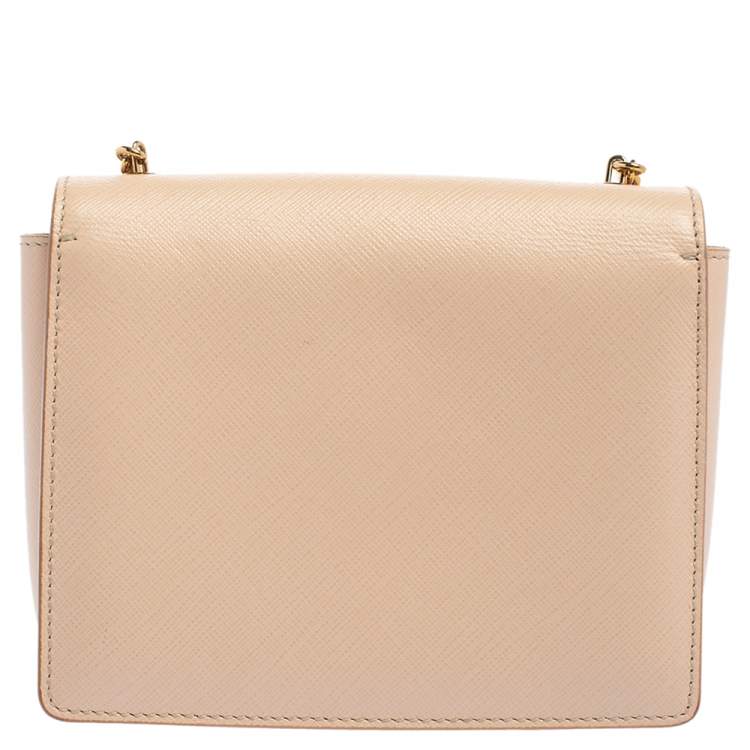 Pre Owned Salvatore Ferragamo Peach Leather Mini Ginny Crossbody Bag