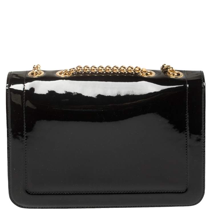 Pre Owned Salvatore Ferragamo Black Patent Leather Vara Shoulder Bag
