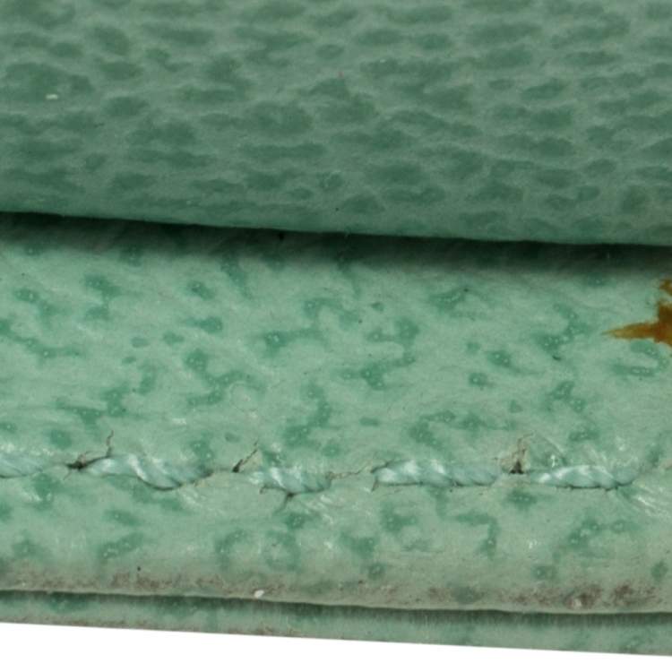Pre Owned Salvatore Ferragamo Mint Green Leather Double Gancini Lock Tote
