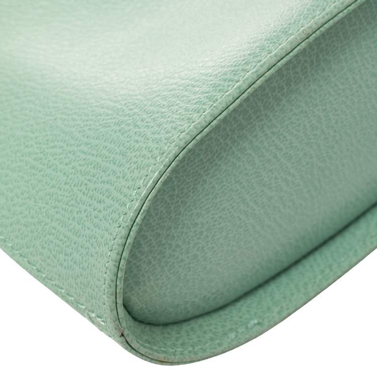 Pre Owned Salvatore Ferragamo Mint Green Leather Double Gancini Lock Tote
