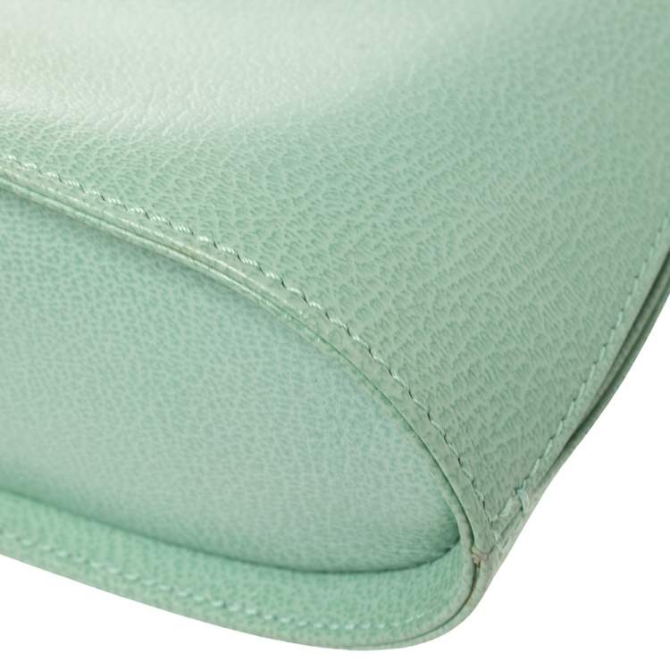 Pre Owned Salvatore Ferragamo Mint Green Leather Double Gancini Lock Tote