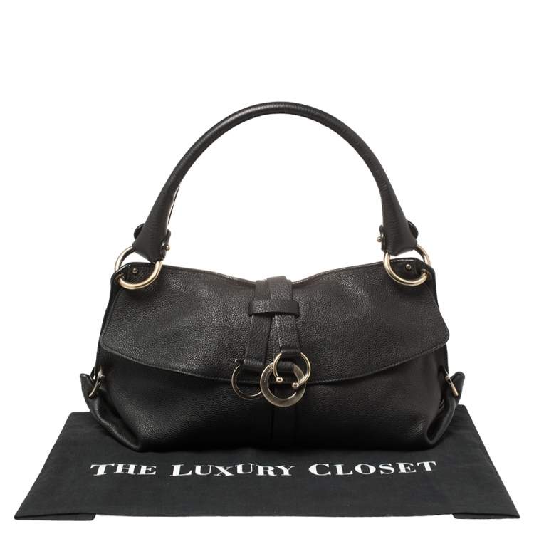 Pre Owned Salvatore Ferragamo Black Leather G Mediterraneo Shoulder Bag