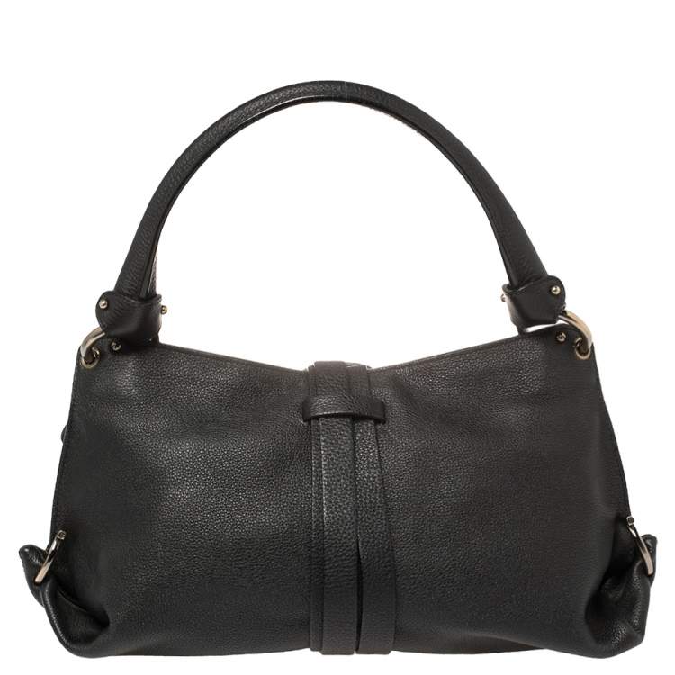Pre Owned Salvatore Ferragamo Black Leather G Mediterraneo Shoulder Bag