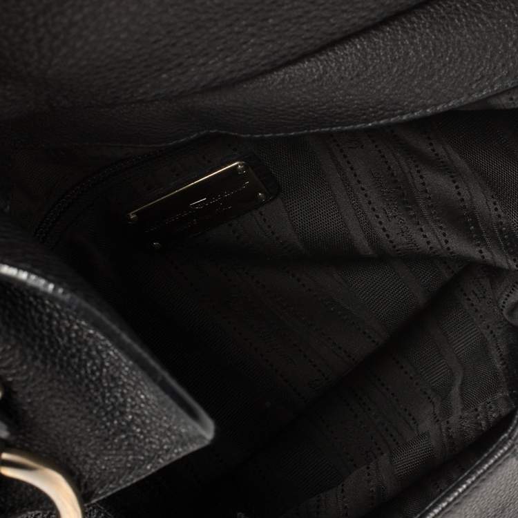 Pre Owned Salvatore Ferragamo Black Leather G Mediterraneo Shoulder Bag