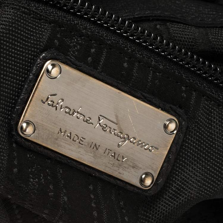 Pre Owned Salvatore Ferragamo Black Leather G Mediterraneo Shoulder Bag