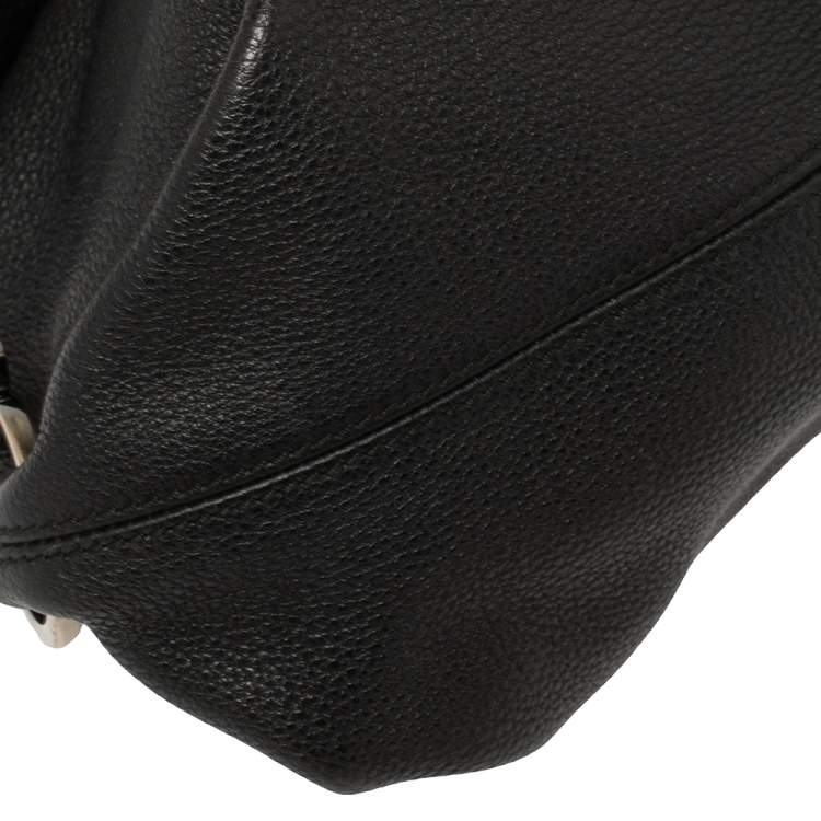 Pre Owned Salvatore Ferragamo Black Leather G Mediterraneo Shoulder Bag