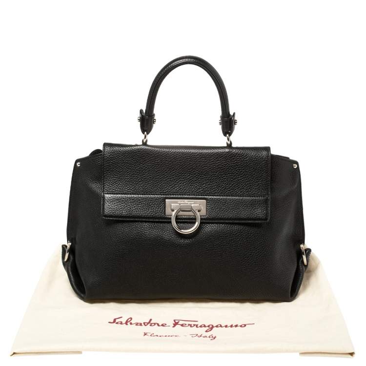 Pre Owned Salvatore Ferragamo Black Leather Medium Sofia Top Handle Bag