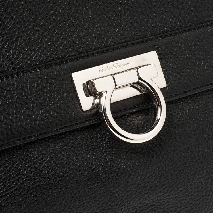 Pre Owned Salvatore Ferragamo Black Leather Medium Sofia Top Handle Bag