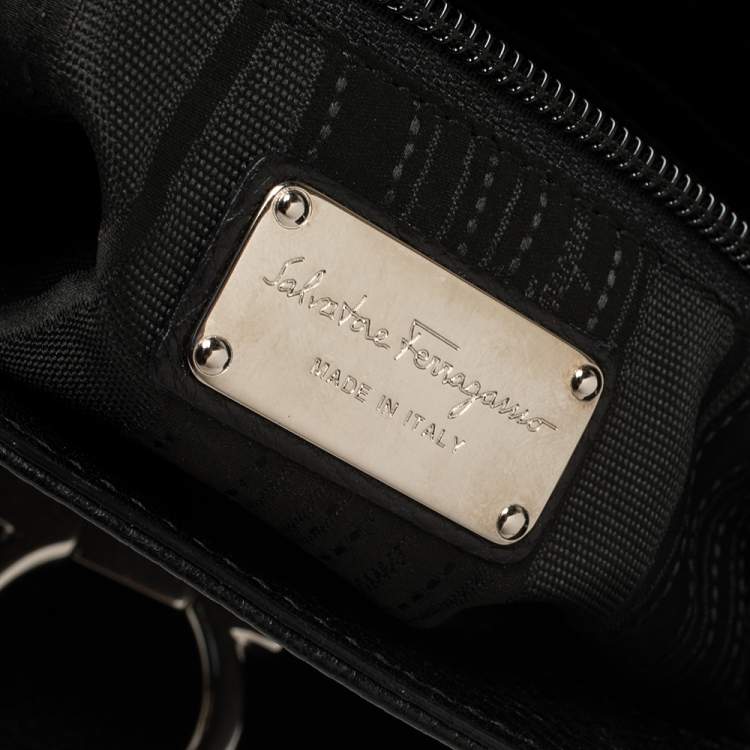 Pre Owned Salvatore Ferragamo Black Leather Medium Sofia Top Handle Bag