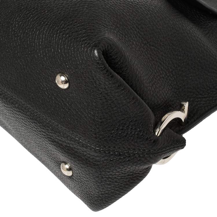Pre Owned Salvatore Ferragamo Black Leather Medium Sofia Top Handle Bag