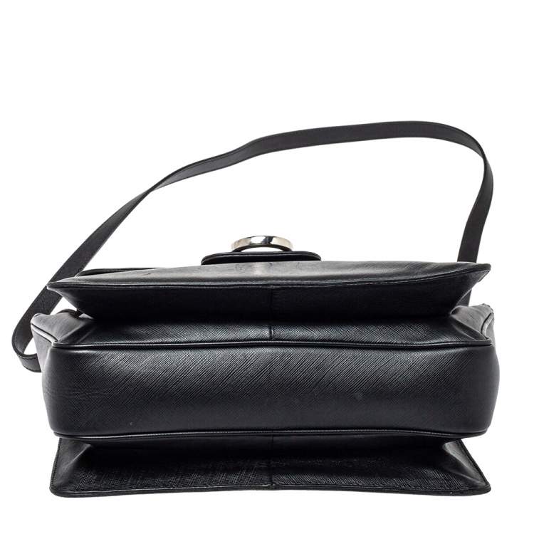 Pre Owned Salvatore Ferragamo Black Leather Katia Top Handle Bag